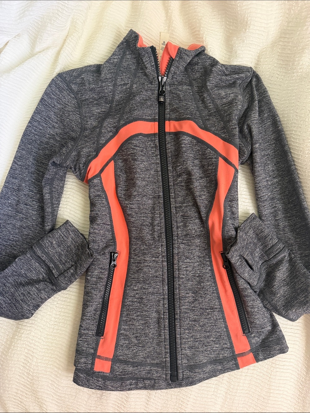 lululemon athletica Gray and Coral Zip Front Active Hoodie